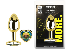 Анальная пробка с кристаллом EGZO - Gold Heart Plug Rainbow size S