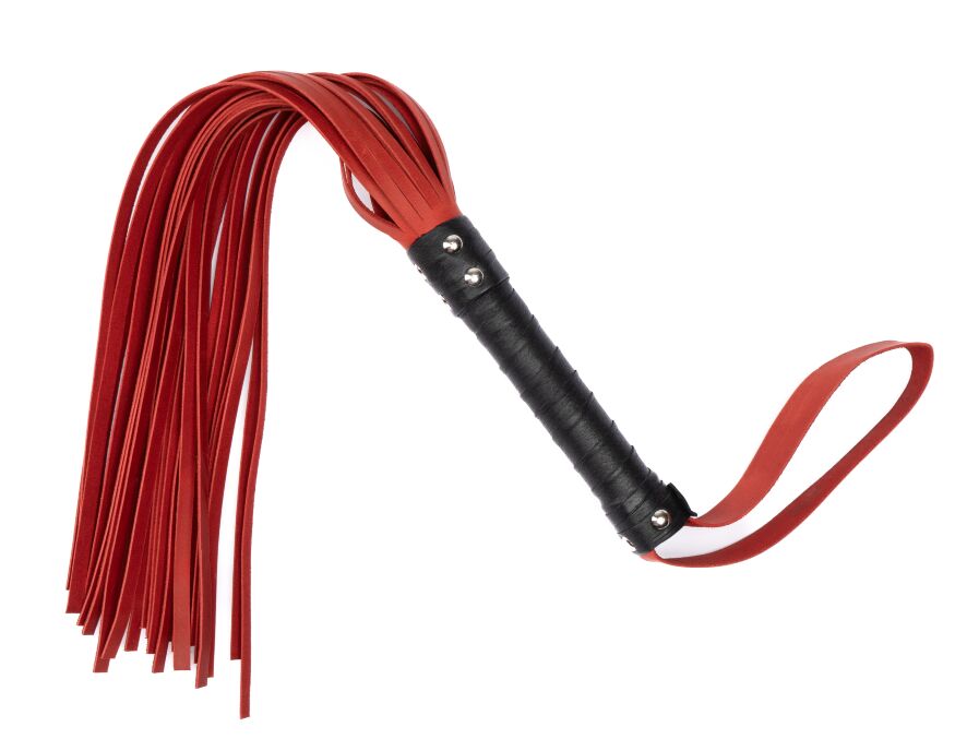 Флогер з натуральної шкіри Flirty Hard Leather - Black &amp; Red, BG-00001