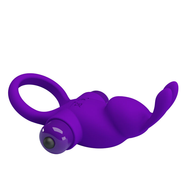 Эрекционное кольцо с отростком в виде кролика Pretty Love Vibrant Penis Ring I Purple