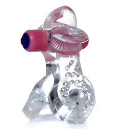 Эрекционное вибро кольцо BOSS - Tongue Vibro Cock Ring Clear, BS6700051