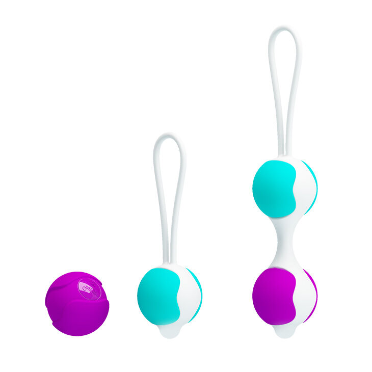Вагинальные шарики Pretty Love Kegel Ball набор 3 вида, фиолетово-бирюзовый