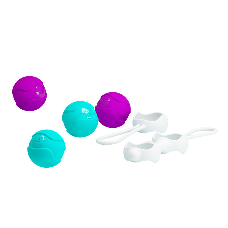 Вагинальные шарики Pretty Love Kegel Ball набор 3 вида, фиолетово-бирюзовый