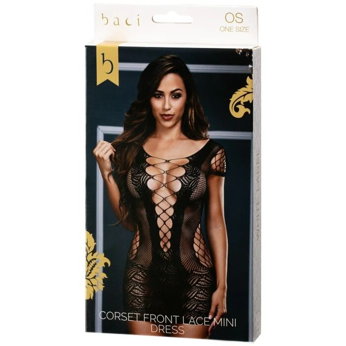 Кружевное мини платье CORSET FRONT LACE MINI DRESS, XL