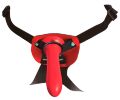 Страпон нереалистичный на ремнях Fetish Fantasy с кольцевым креплением, красный, черный