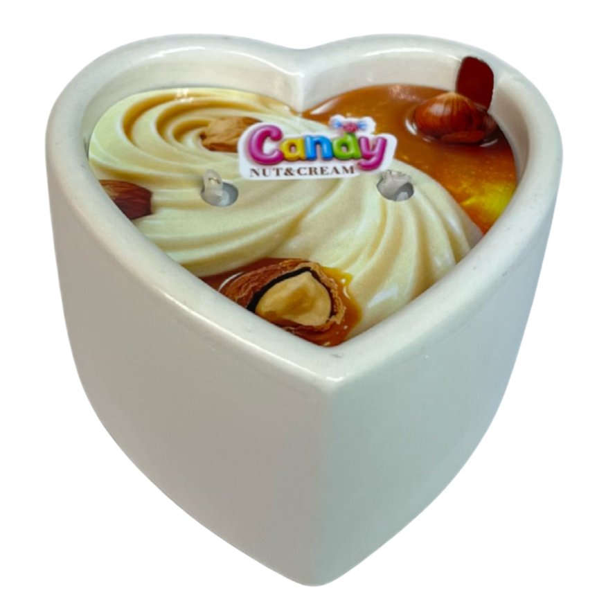 Массажная свеча с ароматом орехового крема Candy Nut Cream в форме сердца, 70 мл