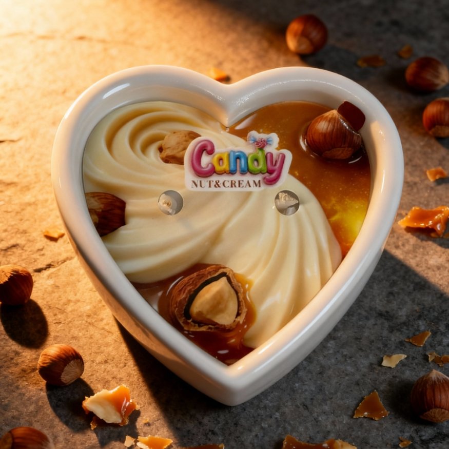Массажная свеча с ароматом орехового крема Candy Nut Cream в форме сердца, 70 мл