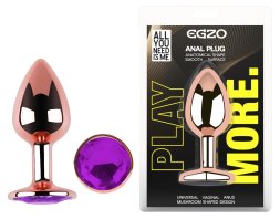 Анальна пробка з кристалом EGZO - Rose Gold Round Plug Purple size S