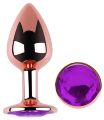 Анальна пробка з кристалом EGZO - Rose Gold Round Plug Purple size S