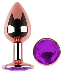 Анальна пробка з кристалом EGZO - Rose Gold Round Plug Purple size S