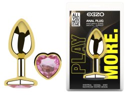 Анальна пробка з кристалом EGZO - Gold Heart Plug Pink size M