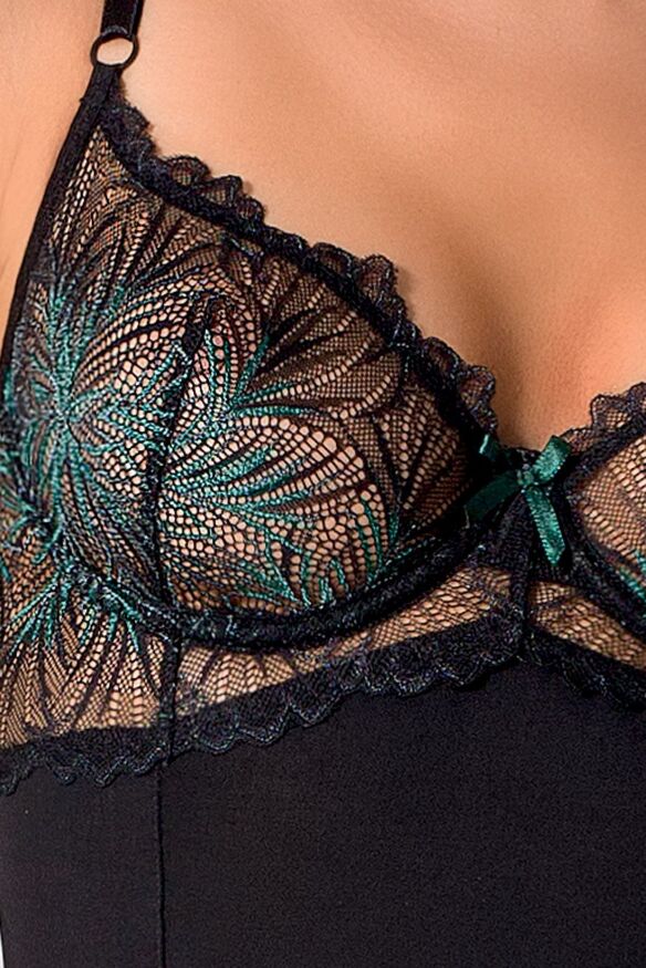 Корсет з пажами Passion Exclusive FLORIS CORSET XXL/XXXL, black, трусики