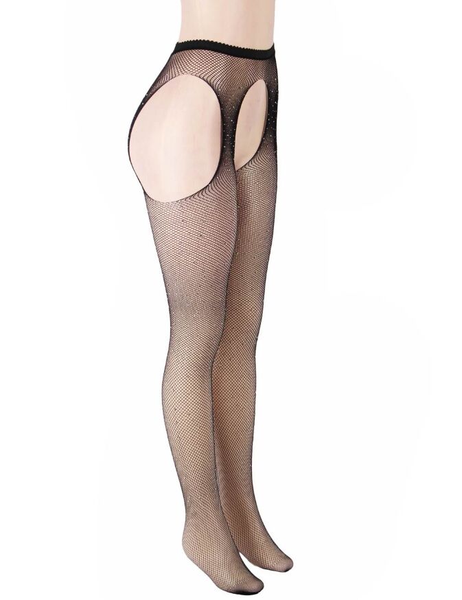 Колготки прикрашені стразами з імітацією панчох Star Night Diamonds Pantyhose чорний, XS-M