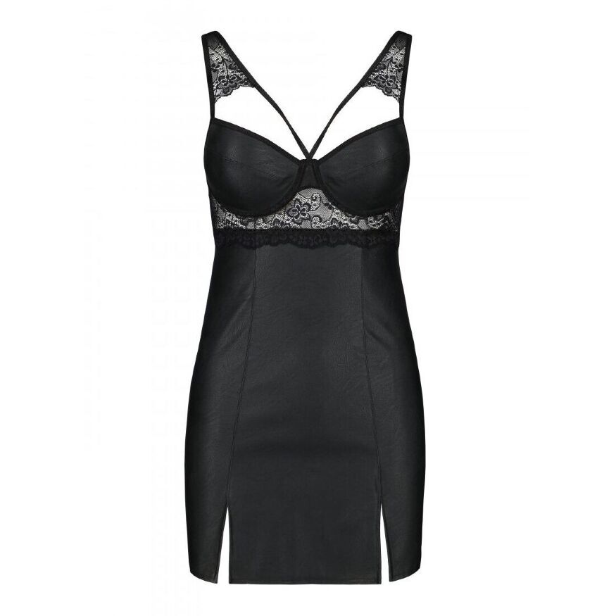 Бэби-долл из эко-кожи и кружева Loona Chemise black XXL/XXXL - Passion