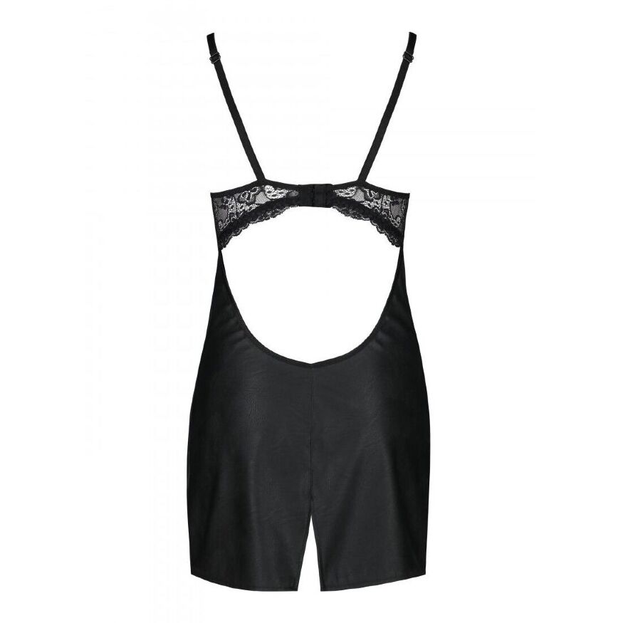 Бэби-долл из эко-кожи и кружева Loona Chemise black XXL/XXXL - Passion