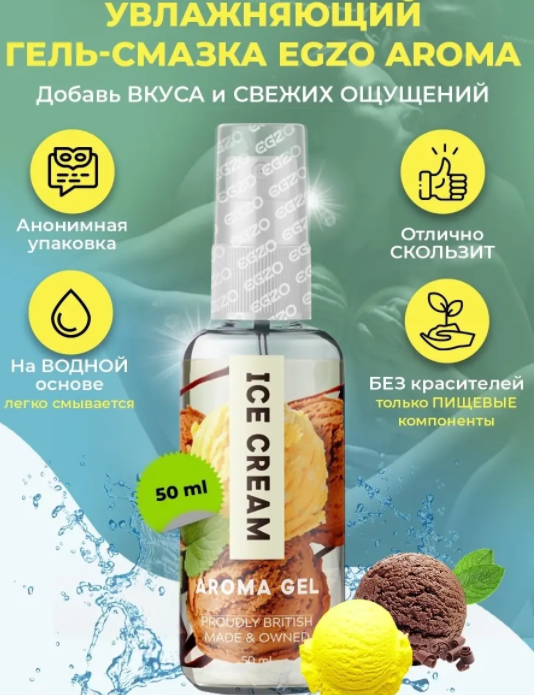 Оральный гель-лубрикант EGZO AROMA GEL - Ice Cream, 50 мл