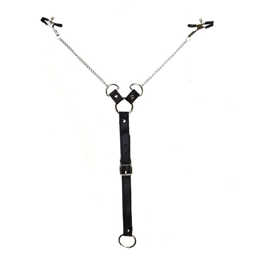 Затискачі для сосків з фіксацією на пенісі Art of Sex  -  Nipple Clamps for Men, екошкіра