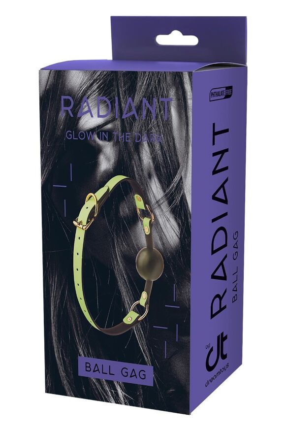 Кляп з кулькою Dreamtoys RADIANT Ball Gag світиться в темряві, зелений