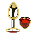 Анальная пробка с кристаллом EGZO - Gold Heart Plug Red size S