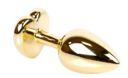 Анальная пробка с кристаллом EGZO - Gold Heart Plug Red size S