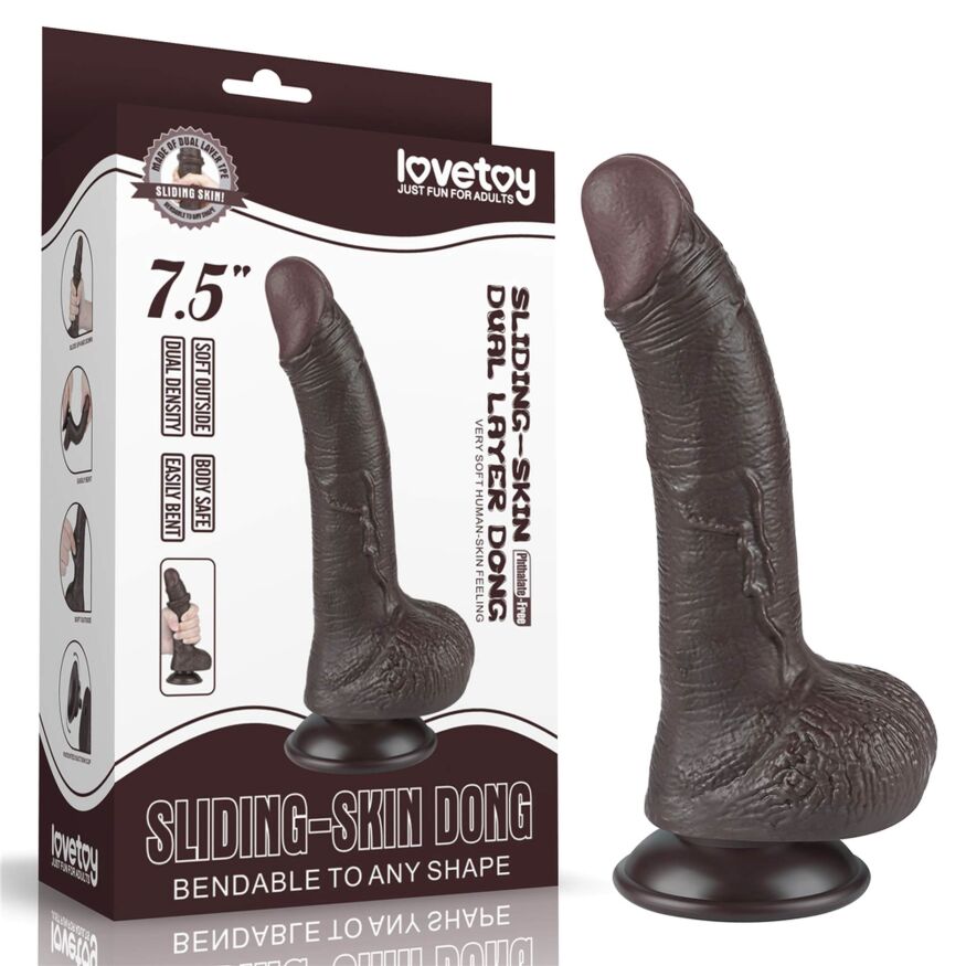 Фаллоимитатор с подвижной кожей - Sliding-Skin Dual Layer Dong 7.5" Black