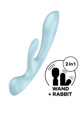 Вібратор кролик Satisfyer Triple Oh з трьома моторами, блакитний