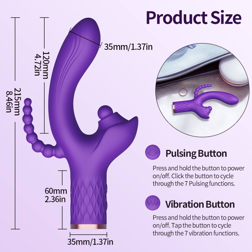 Вібратор потрійної дії - Patty, 7 Vibration Functions, 7 Ball Tapping, USB