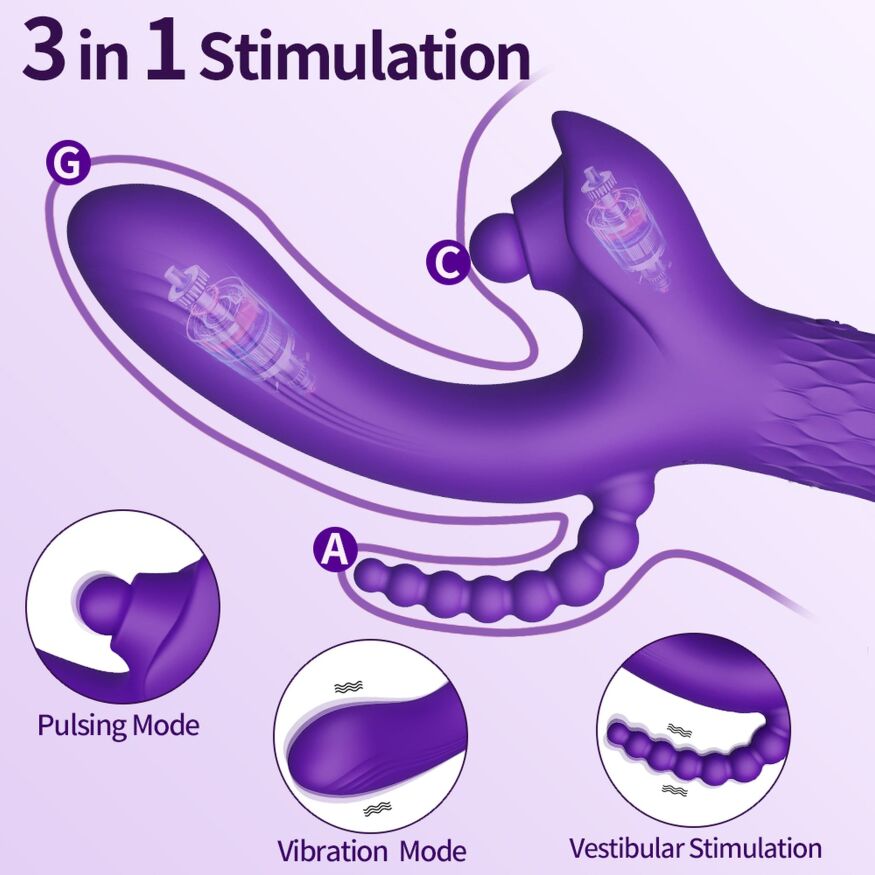 Вібратор потрійної дії - Patty, 7 Vibration Functions, 7 Ball Tapping, USB