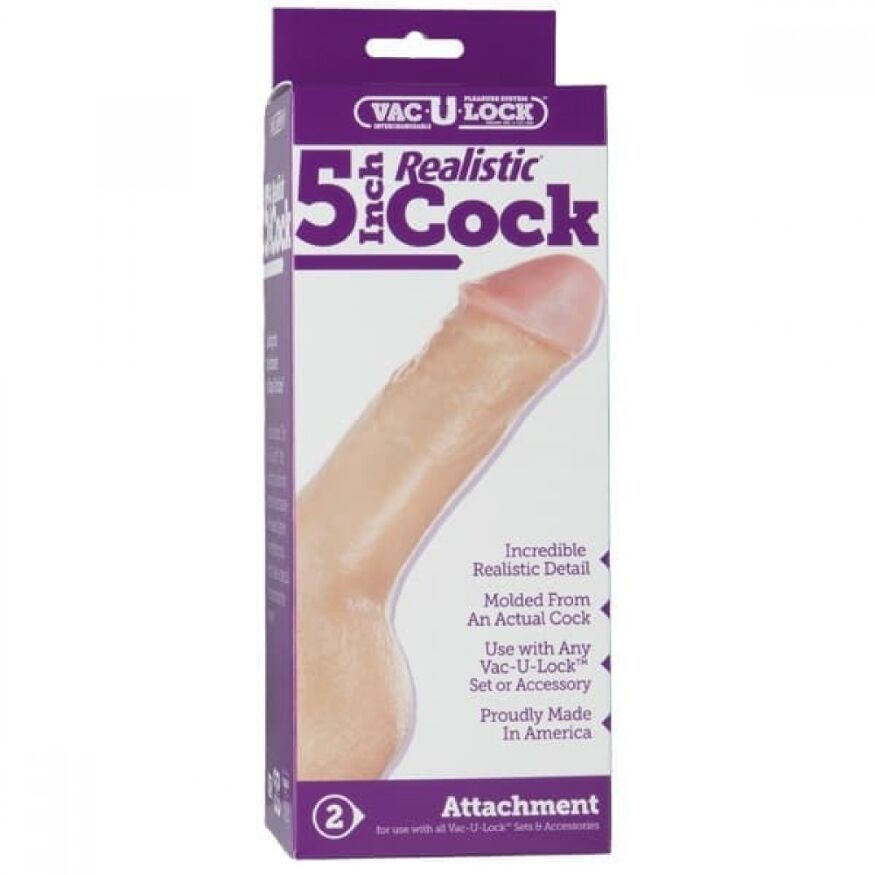 Насадка на страпон реалистичная с креплением Vac-U-Lock Doc Johnson 5 Inch Realistic Cock