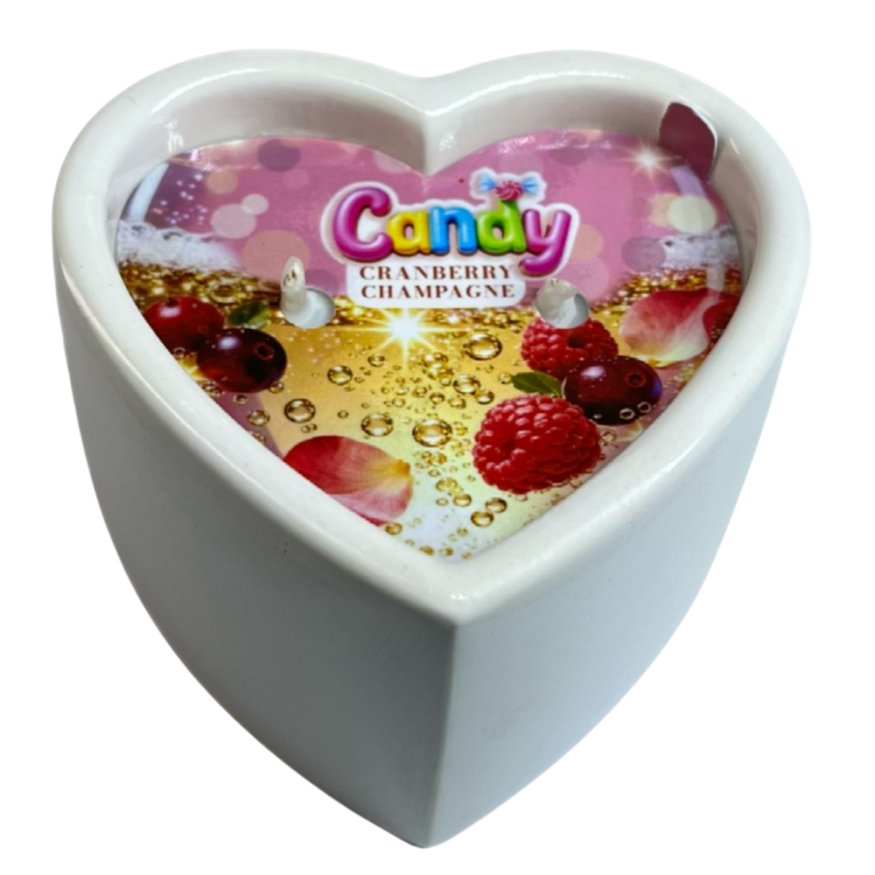 Массажная свеча с ароматом шампанского с клюквой Candy Cranberry Champagne в форме сердца, 70 мл