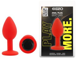 Силіконова анальна пробка EGZO - Silicone Red Round Plug Black, size S