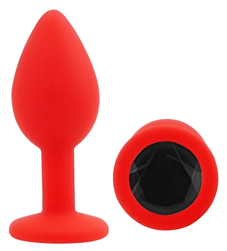Силиконовая анальная пробка EGZO - Silicone Red Round Plug Black, size S