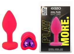 Силіконова анальна пробка EGZO - Silicone Pink Heart Plug Purple, size S