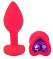 Силіконова анальна пробка EGZO - Silicone Pink Heart Plug Purple, size S