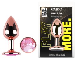 Анальна пробка з кристалом EGZO - Rose Gold Round Plug Pink size S