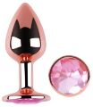 Анальная пробка с кристаллом EGZO - Rose Gold Round Plug Pink size S