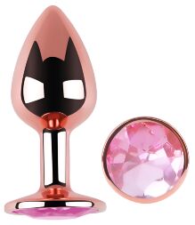Анальна пробка з кристалом EGZO - Rose Gold Round Plug Pink size S