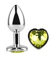 Анальная пробка с кристаллом EGZO - Silver Heart Plug Lime size M