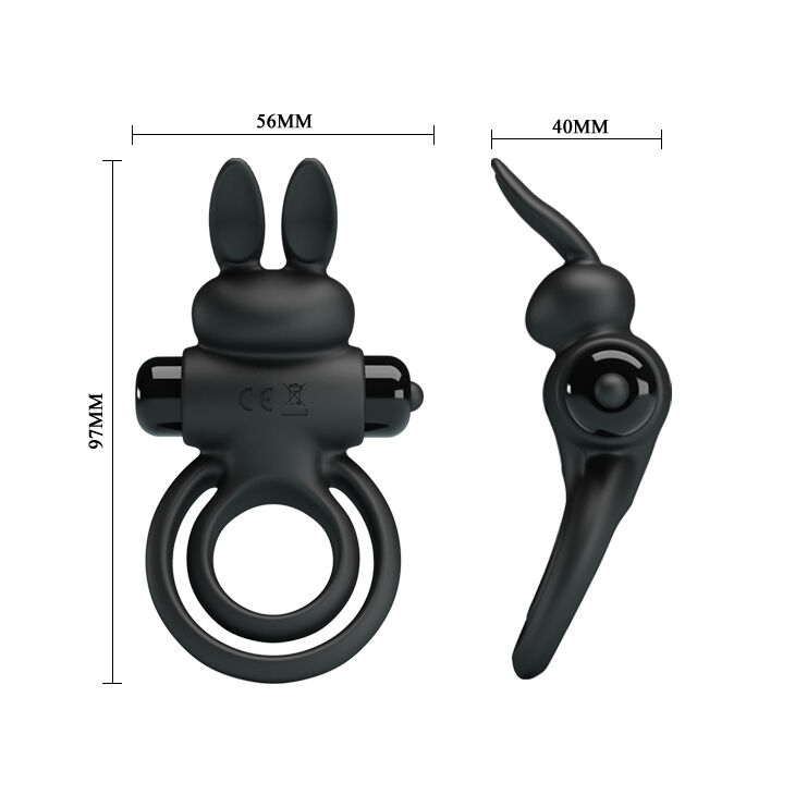 Подвійне ерекційне кільце для пеніса і мошонки - Pretty Love Vibrant Penis Ring III Black