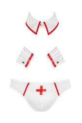 Комплект еротичної чоловічої білизни Passion 037 GREGORY L/XL White, труси, комірець, манжети