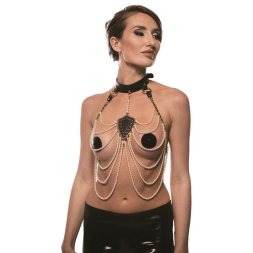 Нашийник з перловим намистом BDSM Guilty Pleasure Pearl, 6 рядів, на зав'язках