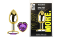 Анальная пробка с кристаллом EGZO - Gold Heart Plug Purple size S