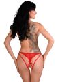 Кружевные трусики с бантиком и открытой интимной зоной Naomi Daring Intimates, красные, S/M