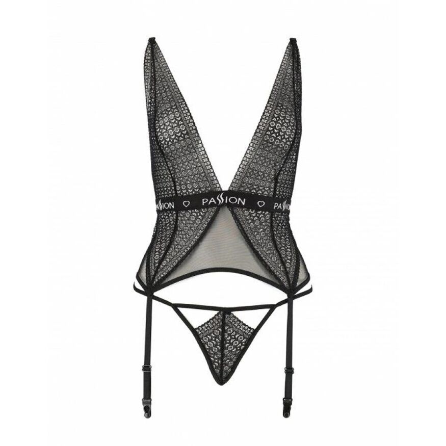 Полупрозрачный корсет Passion Exclusive MIRAJANE CORSET XXL/XXXL, black