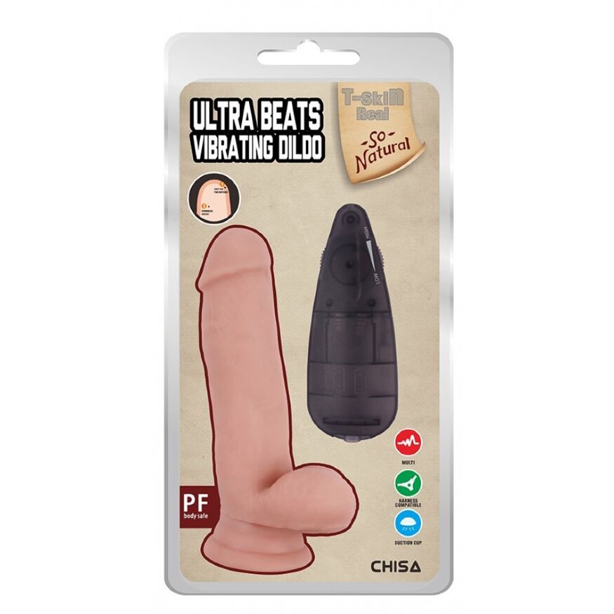 Вибратор на присоске Ultra Beats Vibrating Dildo-Flesh Chisa