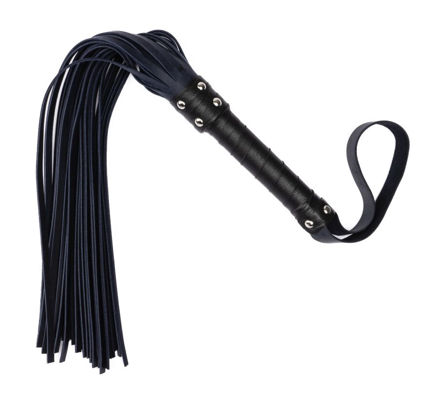Флоггер из натуральной кожи Flirty Hard Leather - Dark Blue, BG-00003