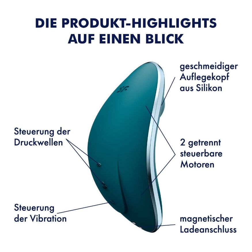 Вакуумный клиторальный стимулятор с вибрацией SATISFYER VULVA LOVER 1 BLUE