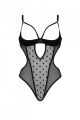 Еротичне боді Passion MARINA BODY, L/XL, black, з відкритими чашками