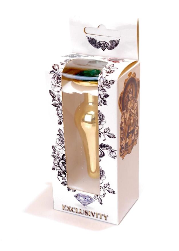 Анальна пробка - Jewellery Gold Long Plug Green