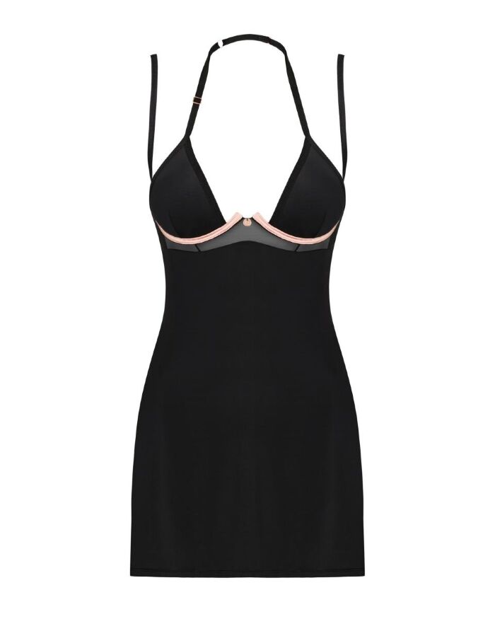 Комплект Пеньюар та Стрінги Obsessive Selinne chemise &amp; thong XS/S (чорний)