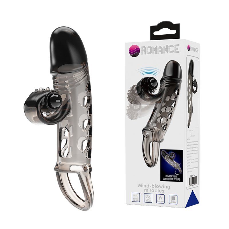 Закрита реалістична насадка на пеніс Romance Mind Blowing Miracle Vibrating Sleeve Transparent